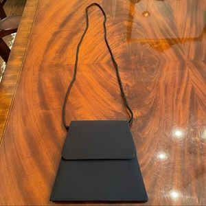 Vintage Kenneth Jay Lane Black Satin Evening Clutch Crossbody Bag